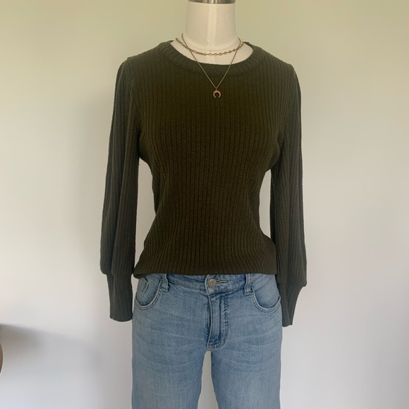 Madewell Brushed Rib Pleat Sleeve Top - Picture 3 of 3